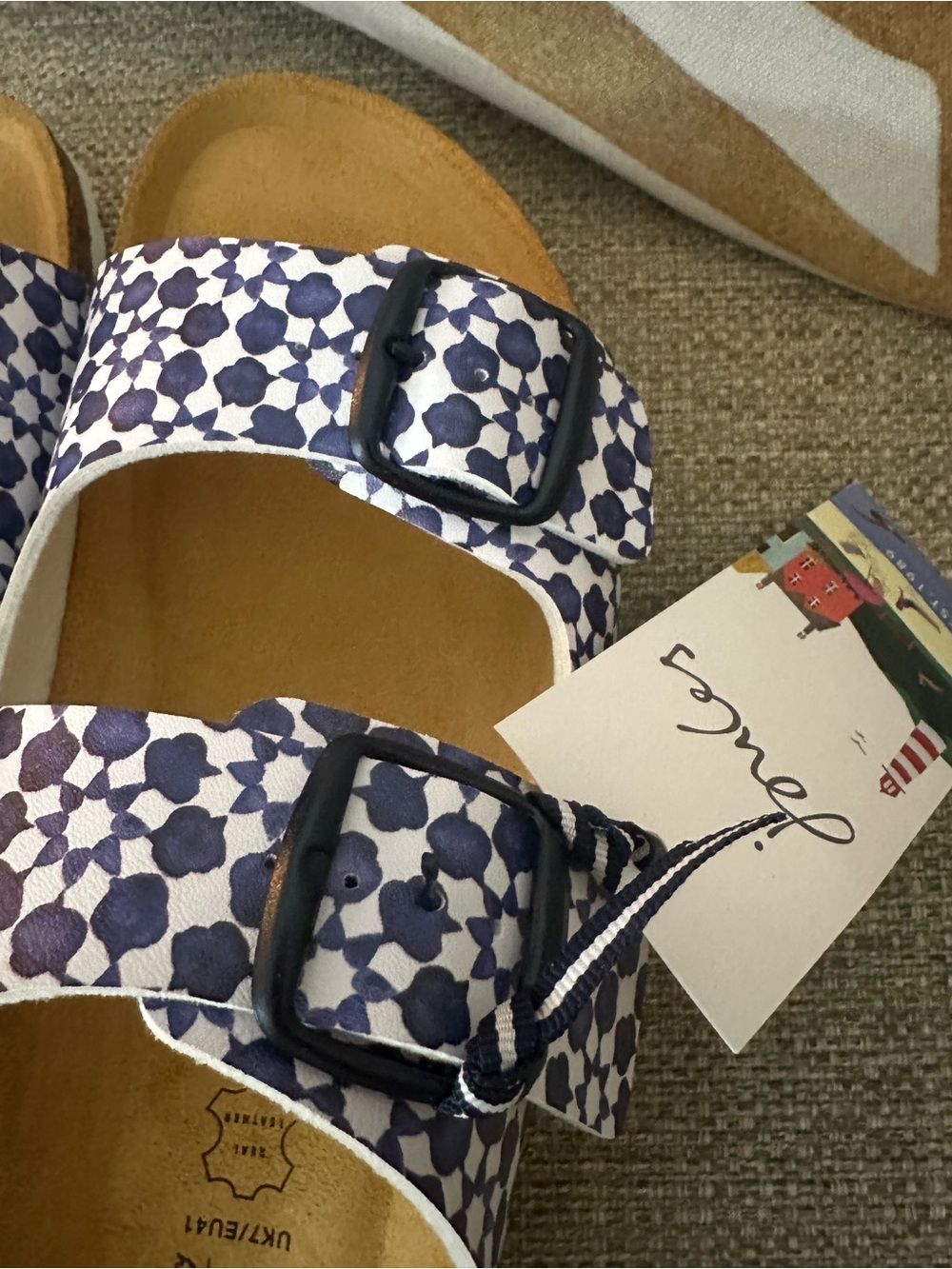 Joules Navy Geo Double-Buckle Slide Sandals EU 41 | US 9.5 - 10 New In Box - Picture 3 of 14